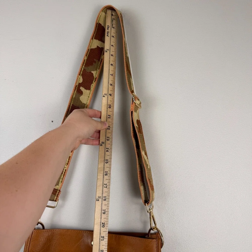 Ahdorned Crossbody Bag Women's Brown Faux Leather U-Shaped Camo Adjustable Strap